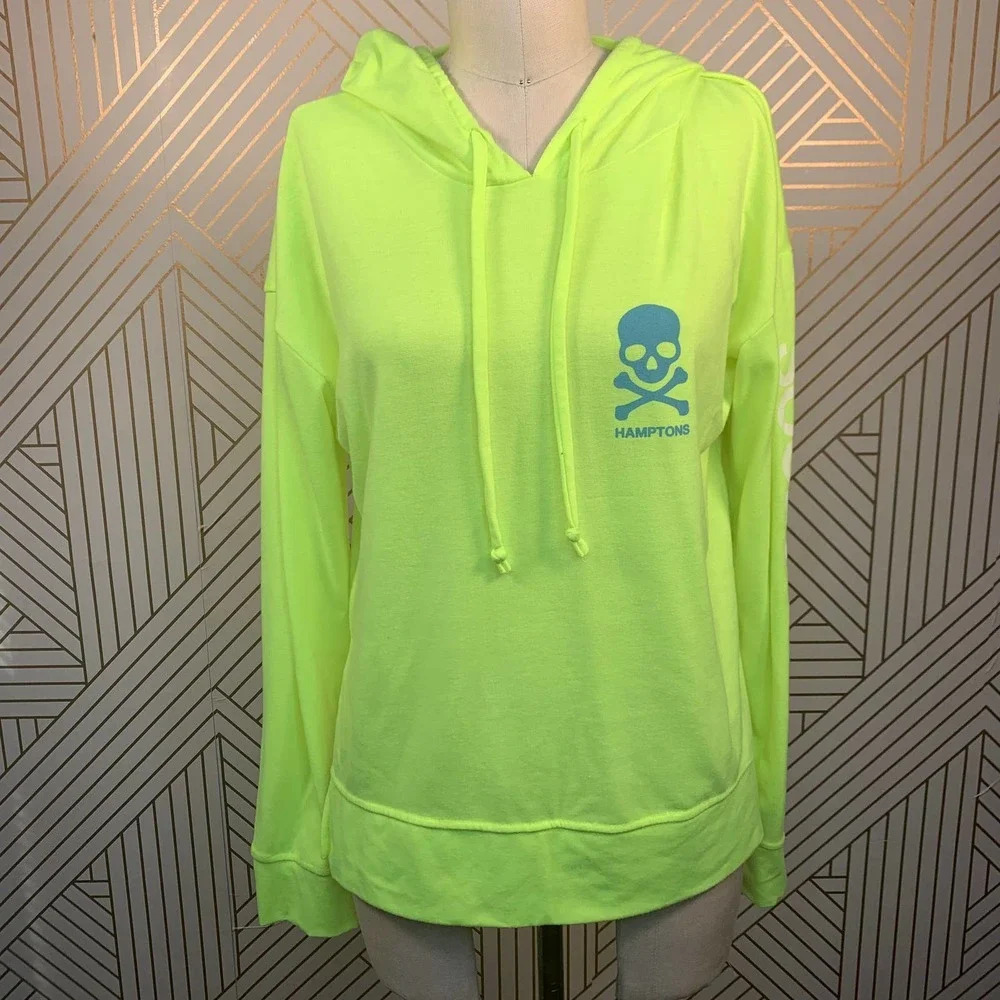 SoulCycle Neon Green Hamptons Skull Logo Hoodie